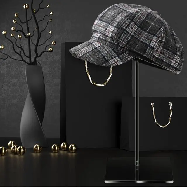 Alt view image 6 of 6 - 2 Set 12 Inch Clear Acrylic Hat Stands and Wig Display Rack Stands for Multiple Hats Display Tabletop Baseball Caps Watch Tabletop (Square Bottom)