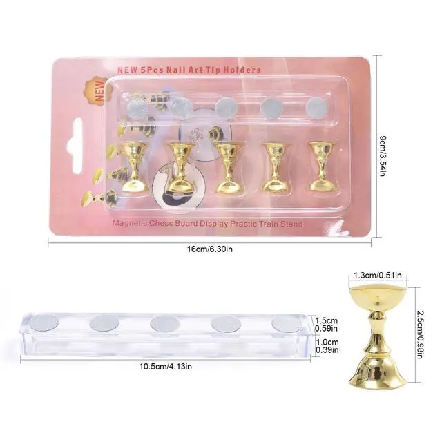 Alt view image 6 of 6 - 2 Sets Nail Display Stands, Fake Nail Display Stand For Painting Nails DIY Nail Magnetic Practice Stand, Nail Polish Practice Nail Art Kit For Beginners, Home And Nail Salon Use (Silver)
