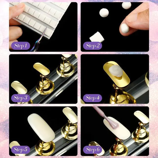 Alt view image 6 of 6 - 2 Set Nail Stand for Painting Press Nail Holder Acrylic Magnetic Tips Training Fingernail Display Stands DIY Crystal Holders and 96 Pieces White Reusable Adhesive Putty(Gold)