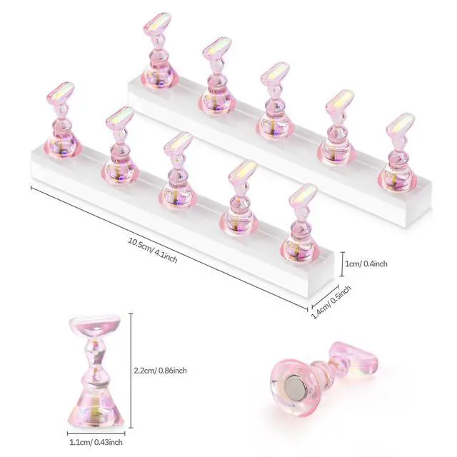 Alt view image 6 of 6 - Nail Stand for Press On Acrylic Nails Art Display Stand Nail Holder for Painting Magnetic Nails Stand with Double-sided Tape for Home DIY Salon Supplie (Pink)