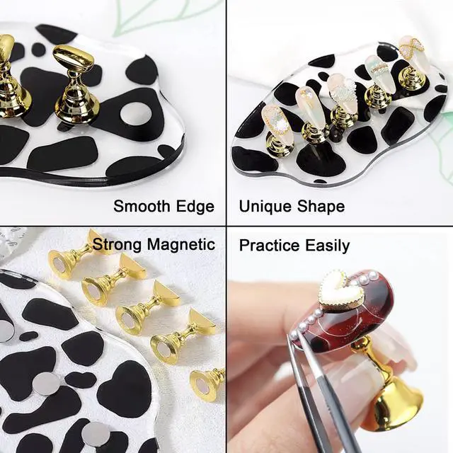 Alt view image 2 of 7 - 2Set Acrylic Nail Stand with 42pcs Reusable Putty Press on Nail Kit Metal Nail Holder for Painting Nail Display Practice Stand Nail Tip Stand Magnetic Nail Art Tools for Women