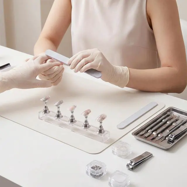 Alt view image 6 of 7 - 4 Set Nail Stand for Press on Nails Display, Magnetic Fake Nail Tips Holder Acrylic Nails Display Practice Nail Art Kit Accessories for Home DIY Art Salon Supplies(Silver)