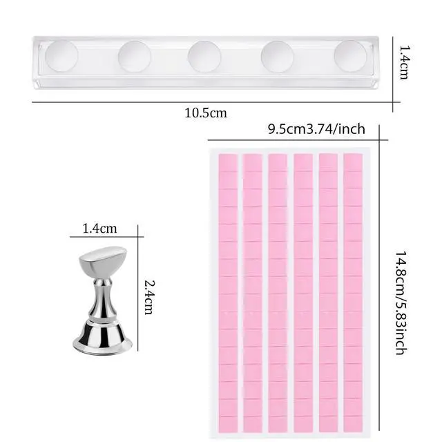 Alt view image 4 of 7 - Nail Stand Press On Nail Stand Nail Holder for Painting Nails Magnetic Nail Tips Practice Stands with 80Pcs Reusable Putty (Silver)