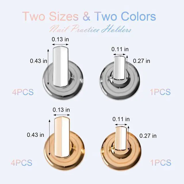 Alt view image 6 of 7 - Press On Nail Stand Set - 2 Pcs Aurora Arcrylic Nail Holder for Painting Nails With A Mini Clear Nail Stand Base, Two Color Metal Nail Holders,Reusable Sticky Putty For Nail Art & Display