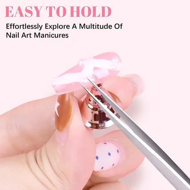 Alt view image 3 of 7 - 2 Sets Pink Nail Painting Practice Stand With 1M Double-sided Tape Acrylic Fake Nail Art Holder For Press Ons Magnetic Nail Display Design Tools Kit Accessories For Home Diy Salon Supplies