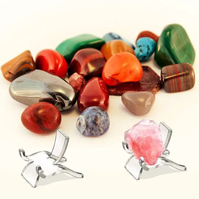 Alt view image 6 of 7 - 20 Pcs Acrylic Rock Display Stand Crystal Holder Easel Stands Rock Display Stands Clear Pedestal Holders Collectibles for Geodes Mineral Agate Coral (Small)