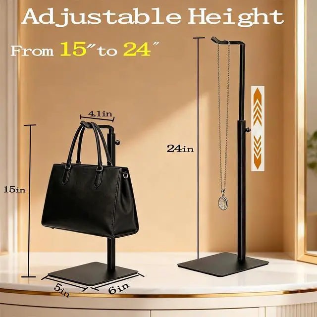 Alt view image 4 of 7 - Purse Stands Black Handbag Display Stand Adjustable Banner Stand