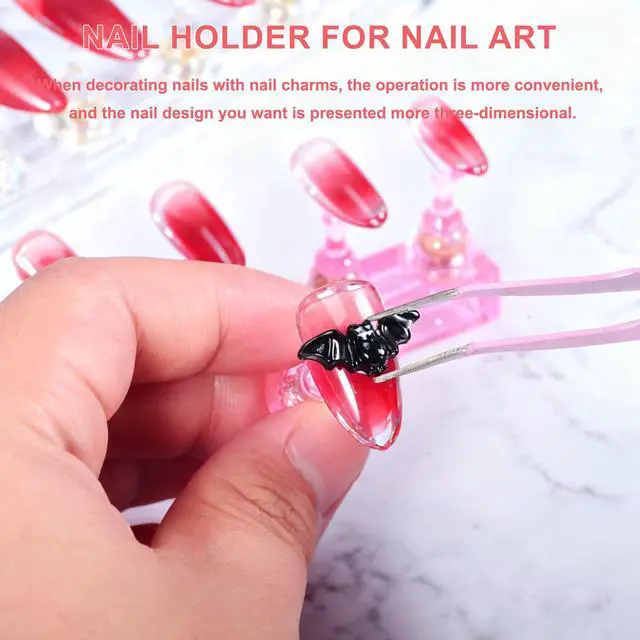 Alt view image 7 of 7 - 2Pcs Magnetic Nail Display Stand, Magnetic Fake Nails Holder Set, Magnetic Nail Stand Acrylic Nail Art Practice Stand with 2 Row 30 Piece Nails Putty for Home DIY Salon Supplies