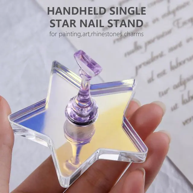 Alt view image 3 of 7 - Nail Stand for Press On Nails Art Display and Practice, 1 Pcs Star Shaped Acrylic Strong Magnetic Nail Holder for Painting with 200 PCS Double-Sided Tape for Home DIY Beginner Salon Supplies