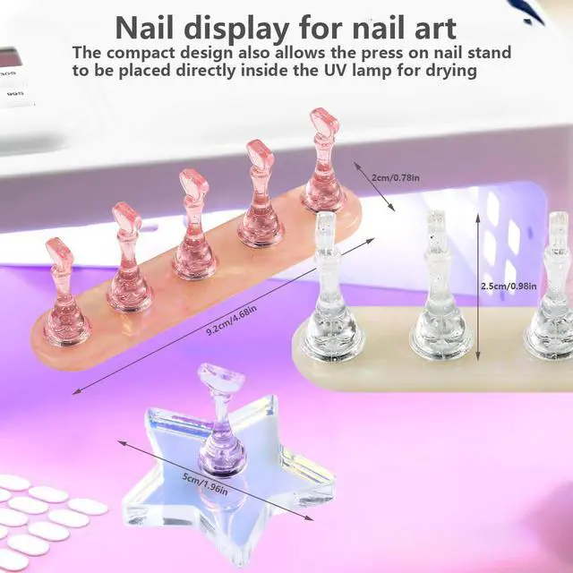 Alt view image 6 of 7 - Nail Stand for Press On Nails Art Display and Practice, 1 Pcs Star Shaped Acrylic Strong Magnetic Nail Holder for Painting with 200 PCS Double-Sided Tape for Home DIY Beginner Salon Supplies