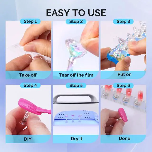 Alt view image 6 of 7 - Nail Stand for Press Ons, 2 Sets Blue Acrylic Magnetic Base for Painting Display Holder with Reusable Adhesive Putty for Home DIY Salon Supplies