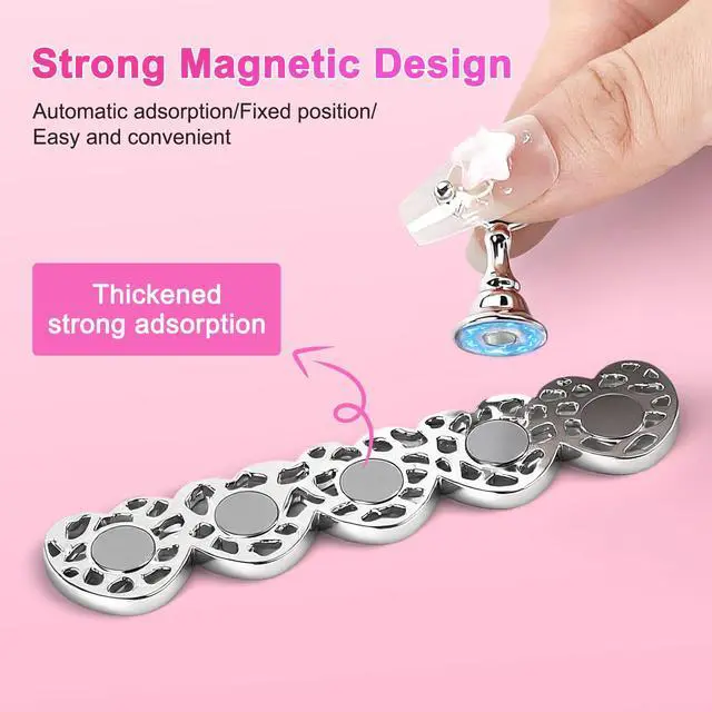 Alt view image 3 of 7 - 2 Set Nail Stand for Press Ons, Strong Magnetism Nail Holder for Painting Nails with with 200PCS Reuseable Mounting Tapes, Nail Display and Practice Stand for Home DIY Beginner Salon Supplies