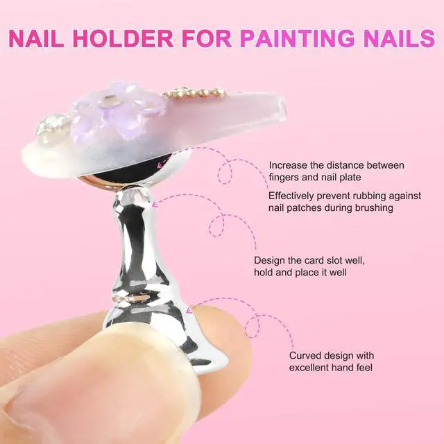 Alt view image 5 of 7 - 2 Set Nail Stand for Press Ons, Strong Magnetism Nail Holder for Painting Nails with with 200PCS Reuseable Mounting Tapes, Nail Display and Practice Stand for Home DIY Beginner Salon Supplies