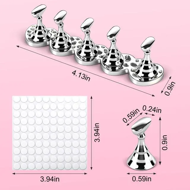 Alt view image 4 of 7 - 2 Set Nail Stand for Press Ons, Strong Magnetism Nail Holder for Painting Nails with with 200PCS Reuseable Mounting Tapes, Nail Display and Practice Stand for Home DIY Beginner Salon Supplies