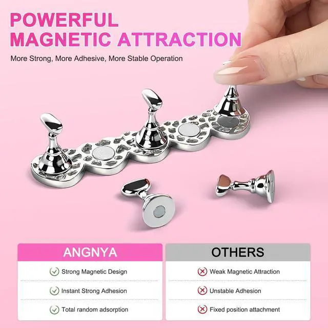 Alt view image 6 of 7 - 2 Set Nail Stand for Press Ons, Strong Magnetism Nail Holder for Painting Nails with with 200PCS Reuseable Mounting Tapes, Nail Display and Practice Stand for Home DIY Beginner Salon Supplies