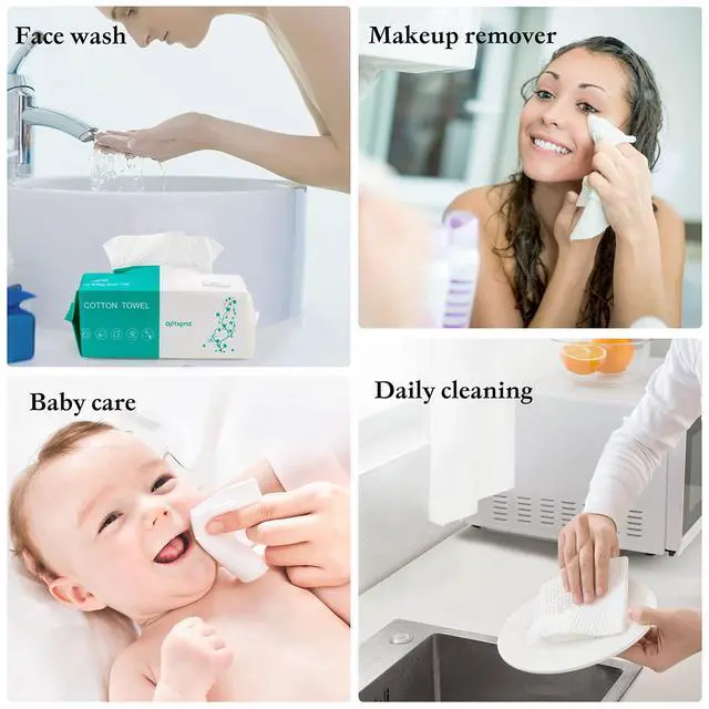 Alt view image 3 of 7 - Disposable Face Towel Face Cloths for Washing Soft Cotton Towels Facial Cloths Towelettes for Washing and Drying for Cleansing and Skincare Office Makeup Remover