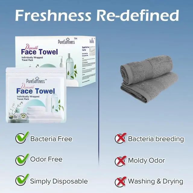 Alt view image 5 of 5 - Travel Pack Disposable Face Towel, Individually Packed Each Re-sealable Bag Contains 5 Dry Towels, Makeup Remove and Face Wash, Business Trip, Camping, Fitness, Yoga (1 Pack, 5 Towels)