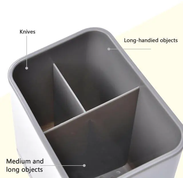 Alt view image 6 of 7 - Utensil Holder Cutlery Drainer Sink Caddy, Chopsticks Holder Spoon Chopsticks Fork Drain Rack Basket Storage Holder Organizer Compartment Box (Grey)