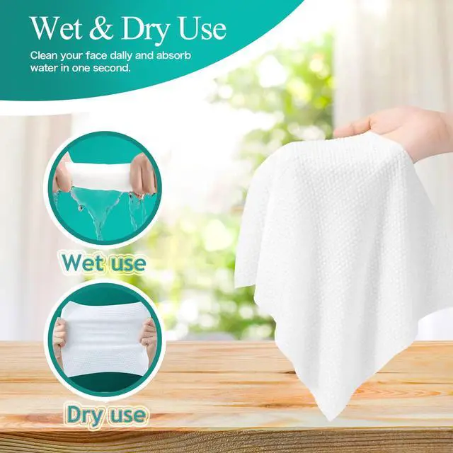 Alt view image 3 of 7 - Soft Disposable Face Towel, Cotton Facial Dry Wipes 100 Count, Cotton Dry Wipes for Washing and Drying,Facial Tissue for Cleansing, Skincare, Makeup Remover Large packing (1 PACK)