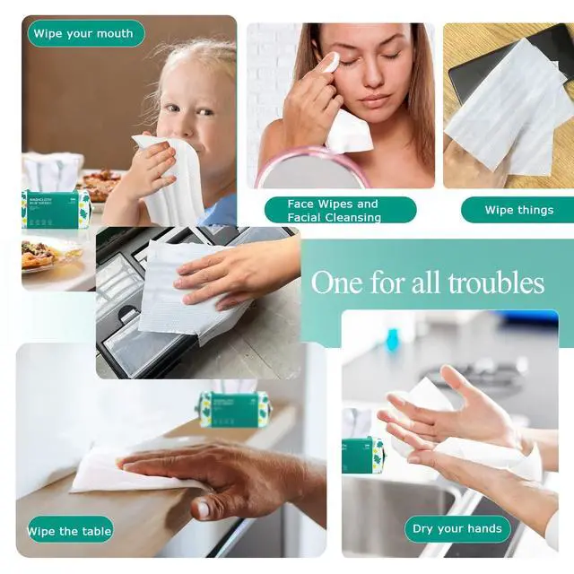Alt view image 7 of 7 - Soft Disposable Face Towel, Cotton Facial Dry Wipes 100 Count, Cotton Dry Wipes for Washing and Drying,Facial Tissue for Cleansing, Skincare, Makeup Remover Large packing (1 PACK)