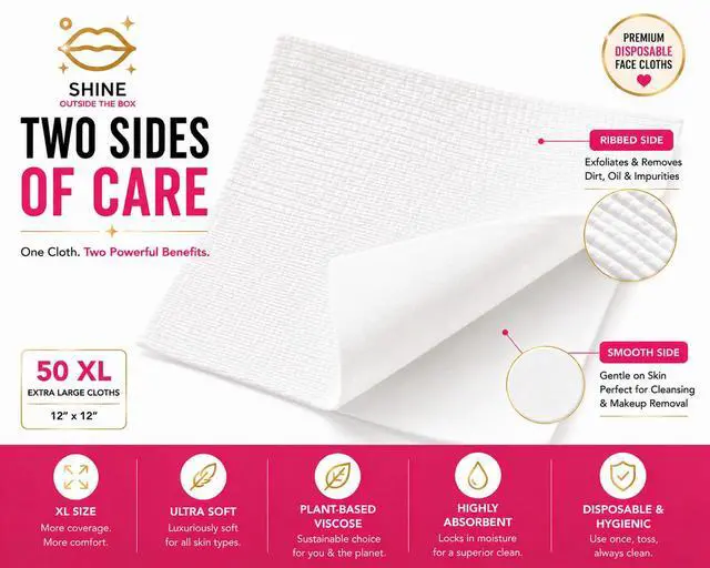 Alt view image 6 of 7 - XL Disposable Face Towels 50 Count Ultra-Soft Lint-Free Dry Facial Wipes, 100% Viscose Towels for Skincare, Makeup Removal & Sensitive Skin