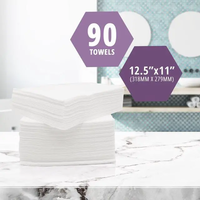 Alt view image 2 of 5 - Ultra Soft Disposable Medical Paper Towels, Dry Cloths for Your Body, Disposable Hospital Wash Cloths, Unscented, 12.5''X11'', 90 Pack