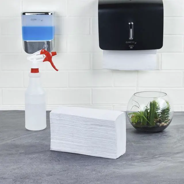 Alt view image 3 of 7 - Multifold Paper Towels 250 Pack of 9.5 x 9.25 Inch Absorbent Hand Drying Towels Spill Cleaning Disposable White