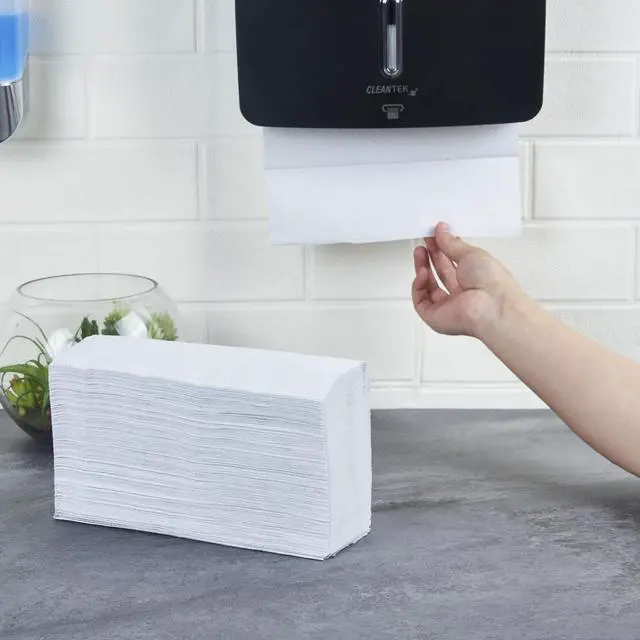 Alt view image 5 of 7 - Multifold Paper Towels 250 Pack of 9.5 x 9.25 Inch Absorbent Hand Drying Towels Spill Cleaning Disposable White