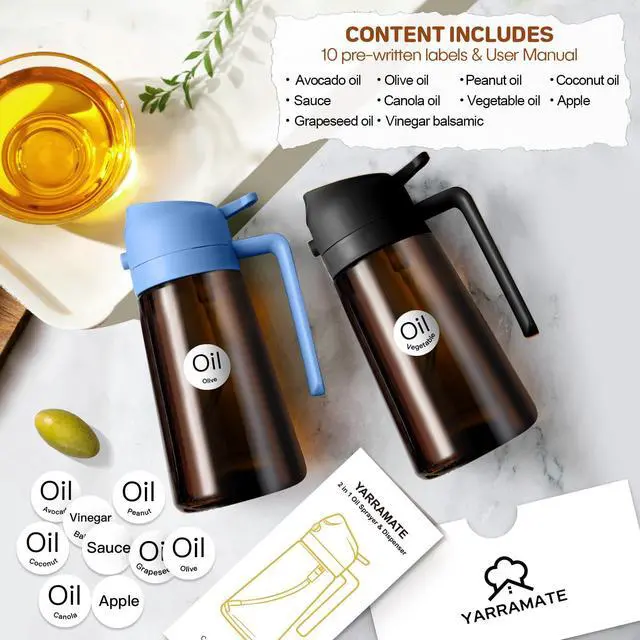 Alt view image 4 of 7 - 16oz/470ml Dark Brown Oil Sprayer for Cooking (SkyBlue)
