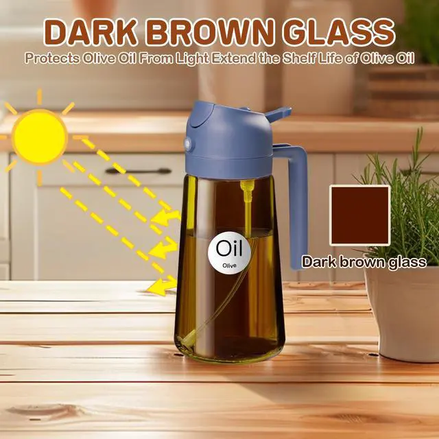 Alt view image 3 of 7 - 16oz/470ml Dark Brown Oil Sprayer for Cooking (SkyBlue)
