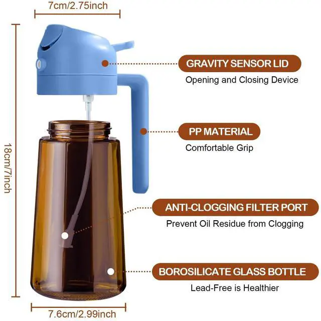 Alt view image 2 of 7 - 16oz/470ml Dark Brown Oil Sprayer for Cooking (SkyBlue)