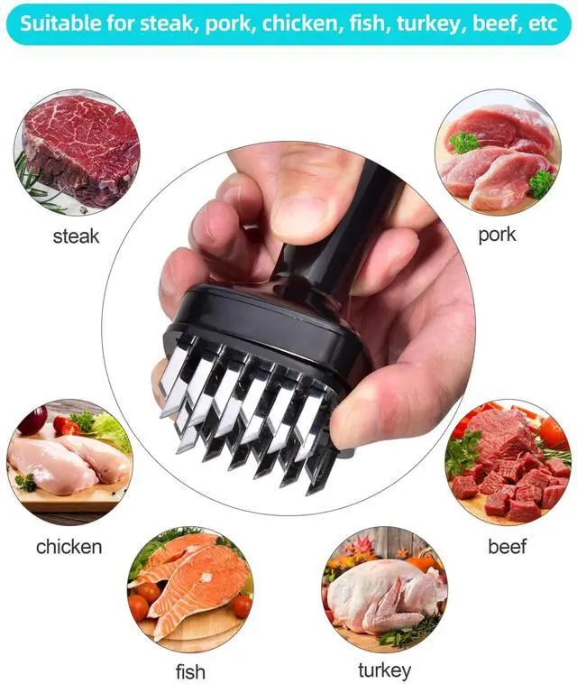 Alt view image 2 of 6 - Meat Tenderizer Needle Meat Hammer Mallet Tool Pounder For Tenderizing and Pounding Steak, Beef Pork Chicken BBQ And Poultry