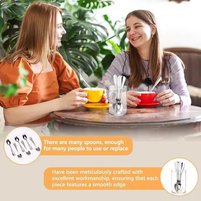 Alt view image 5 of 7 - 6 Pcs Mini Coffee Spoons with Holder 4.7 inch Demitasse Espresso Stainless Steel Spoons Silver with Acrylic Cylinder Holder for Coffee Bar Home Tea Party (6)