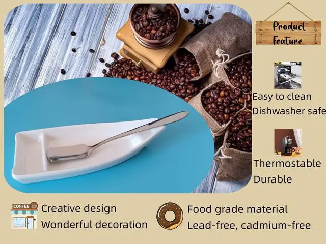 Alt view image 5 of 7 - Coffee Stirring Spoon and Rest for Coffee Bar Accessories, Small Spoon Rest for Coffee Station, Coffee Spoon Holder for Coffee Bar Tea Spoon Teaspoon Rest, 1 PC (Oar Spoon with White Boat Rest)