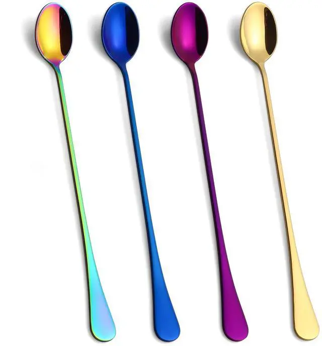 Main image of 9.5" Long Spoons for Ice Tea ice Cream Coffee Stirring Stainless Steel 4 Pc