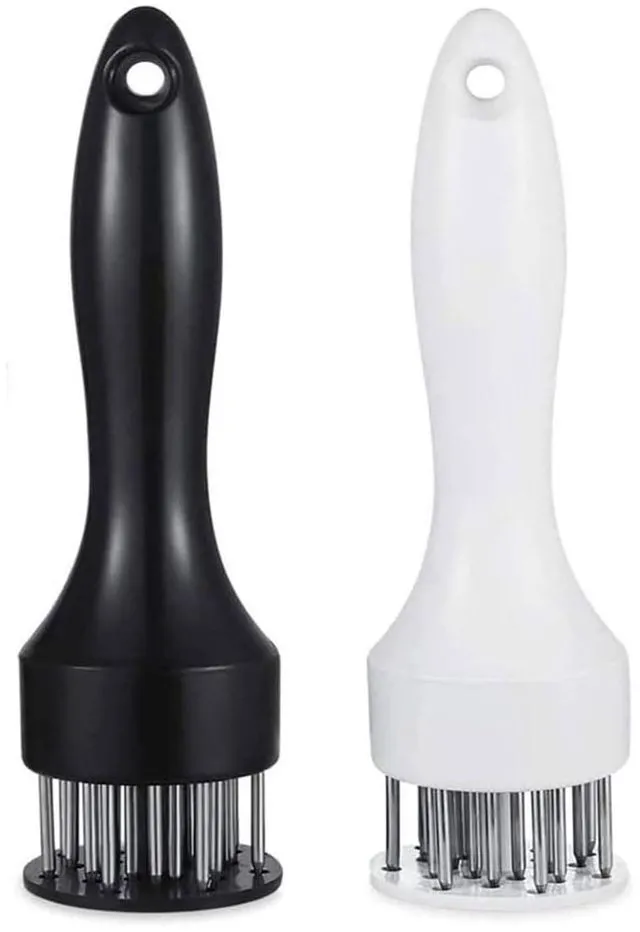 Main image of 1 Pair Meat Tenderizer Tool, Black and White, with 21 Ultra Sharp Stainless Steel Needle Blades, Profession Kitchen Gadgets
