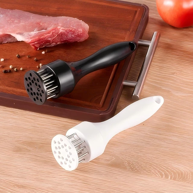 Alt view image 6 of 7 - 1 Pair Meat Tenderizer Tool, Black and White, with 21 Ultra Sharp Stainless Steel Needle Blades, Profession Kitchen Gadgets
