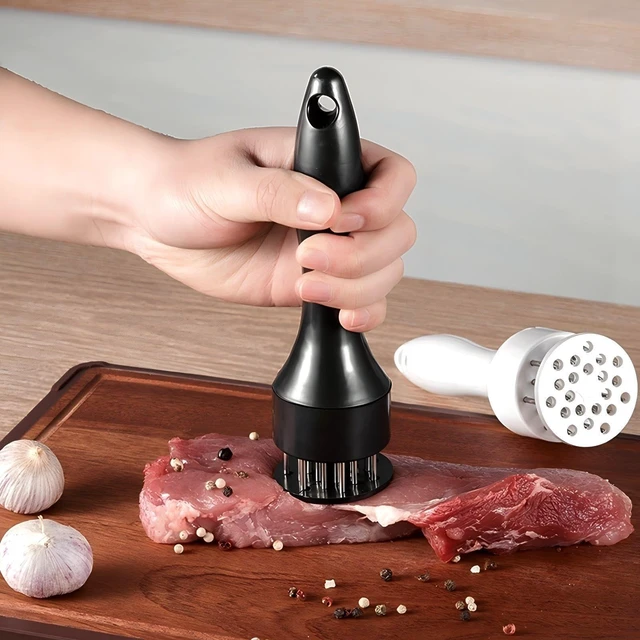 Alt view image 7 of 7 - 1 Pair Meat Tenderizer Tool, Black and White, with 21 Ultra Sharp Stainless Steel Needle Blades, Profession Kitchen Gadgets