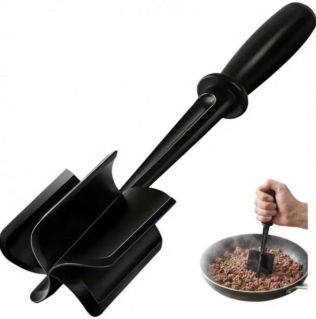 Main image of Meat Chopper, 5 Curve Blades Ground Beef Masher, Heat Resistant Meat Masher Tool for Hamburger Meat, Ground Beef, Turkey and More, Nylon Hamburger Chopper Utensil Non-scratch Utensils