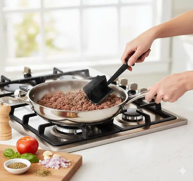 Alt view image 4 of 5 - Ground Beef Chopper Tool, Meat Masher and Smasher, Heat-Resistant Nylon, Dishwasher Safe, Black (1)