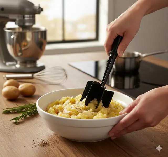 Alt view image 5 of 5 - Ground Beef Chopper Tool, Meat Masher and Smasher, Heat-Resistant Nylon, Dishwasher Safe, Black (1)