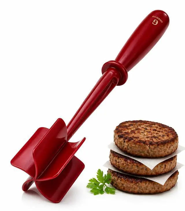 Main image of Meat Chopper for Ground Beef, Heat Resistant Nylon Hamburger Chopper, Ground Meat Smasher, Non-Stick Safe Meat Masher & Vegetable Chopper, Ergonomic Handle Kitchen Tool, Dishwasher Safe, (Red)