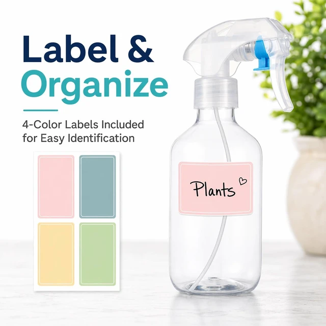 Alt view image 3 of 6 - Leakproof Spray Bottle 2 Pack 10 oz, Ultra Fine Mist Sprayer | PET Plastic, 300ml Each, Safety Lock Clip, Leak Proof, For Hair Styling, Plant Misting, Cleaning, Refillable