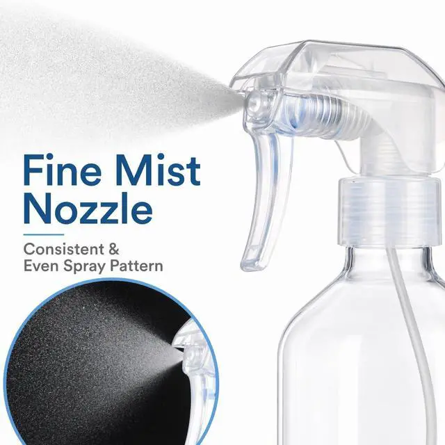 Alt view image 4 of 6 - Leakproof Spray Bottle 2 Pack 10 oz, Ultra Fine Mist Sprayer | PET Plastic, 300ml Each, Safety Lock Clip, Leak Proof, For Hair Styling, Plant Misting, Cleaning, Refillable
