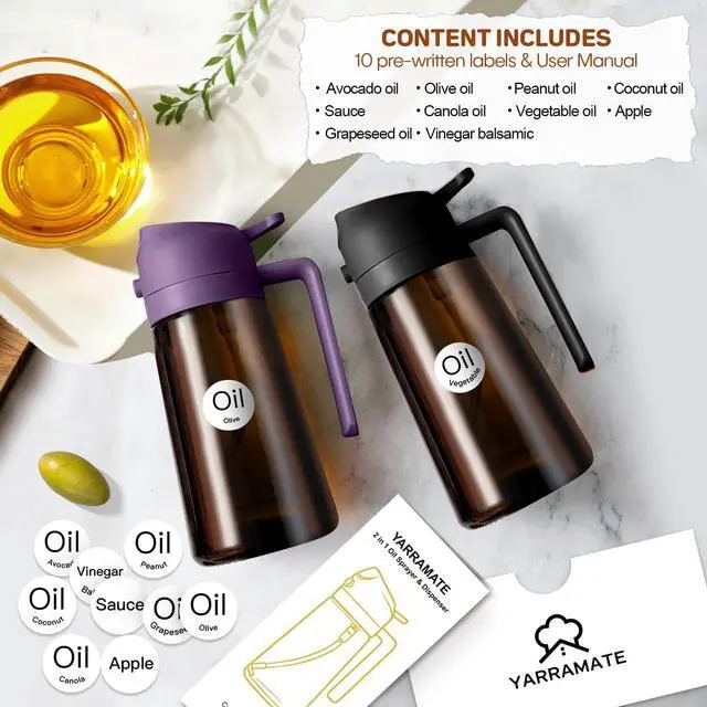 Alt view image 4 of 7 - 16oz/470ml Dark Brown Oil Sprayer for Cooking (Purple)