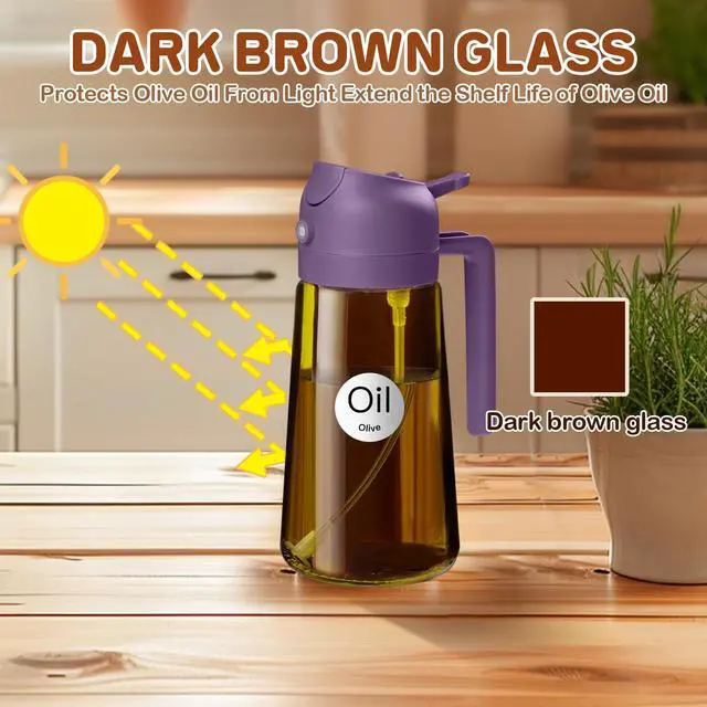 Alt view image 3 of 7 - 16oz/470ml Dark Brown Oil Sprayer for Cooking (Purple)