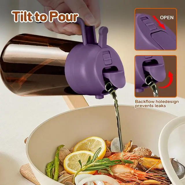 Alt view image 6 of 7 - 16oz/470ml Dark Brown Oil Sprayer for Cooking (Purple)