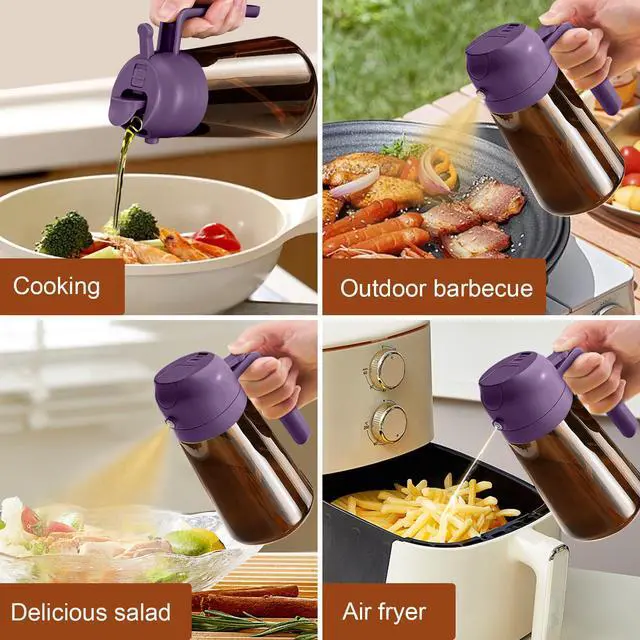Alt view image 7 of 7 - 16oz/470ml Dark Brown Oil Sprayer for Cooking (Purple)