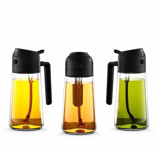 Alt view image 2 of 7 - 2 in 1 Olive Oil Sprayer for Cooking, Glass Oil Spray Bottle for Air Fryer, BBQ, Kitchen Oil Dispenser 470ml