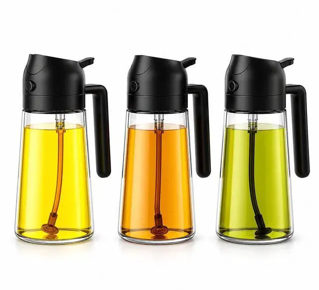 Main image of 2 in 1 Olive Oil Sprayer for Cooking, Glass Oil Spray Bottle for Air Fryer, BBQ, Kitchen Oil Dispenser 470ml